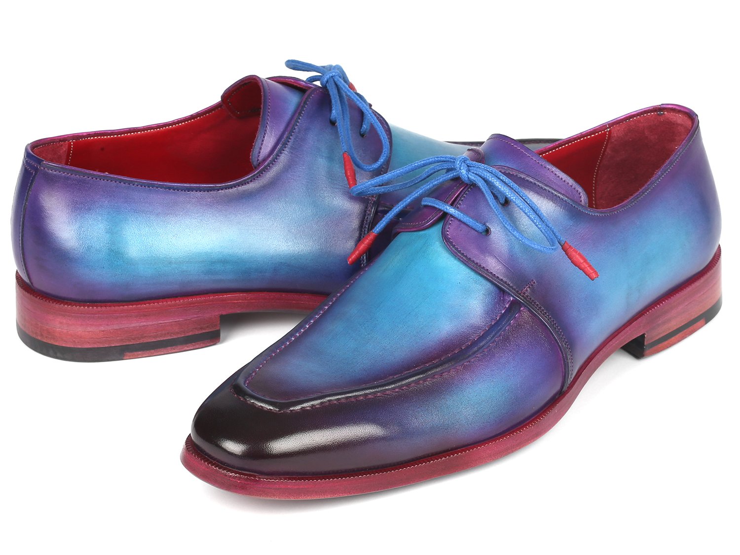 Paul Parkman Men's Turquoise & Purple Apron Derby Shoes (ID