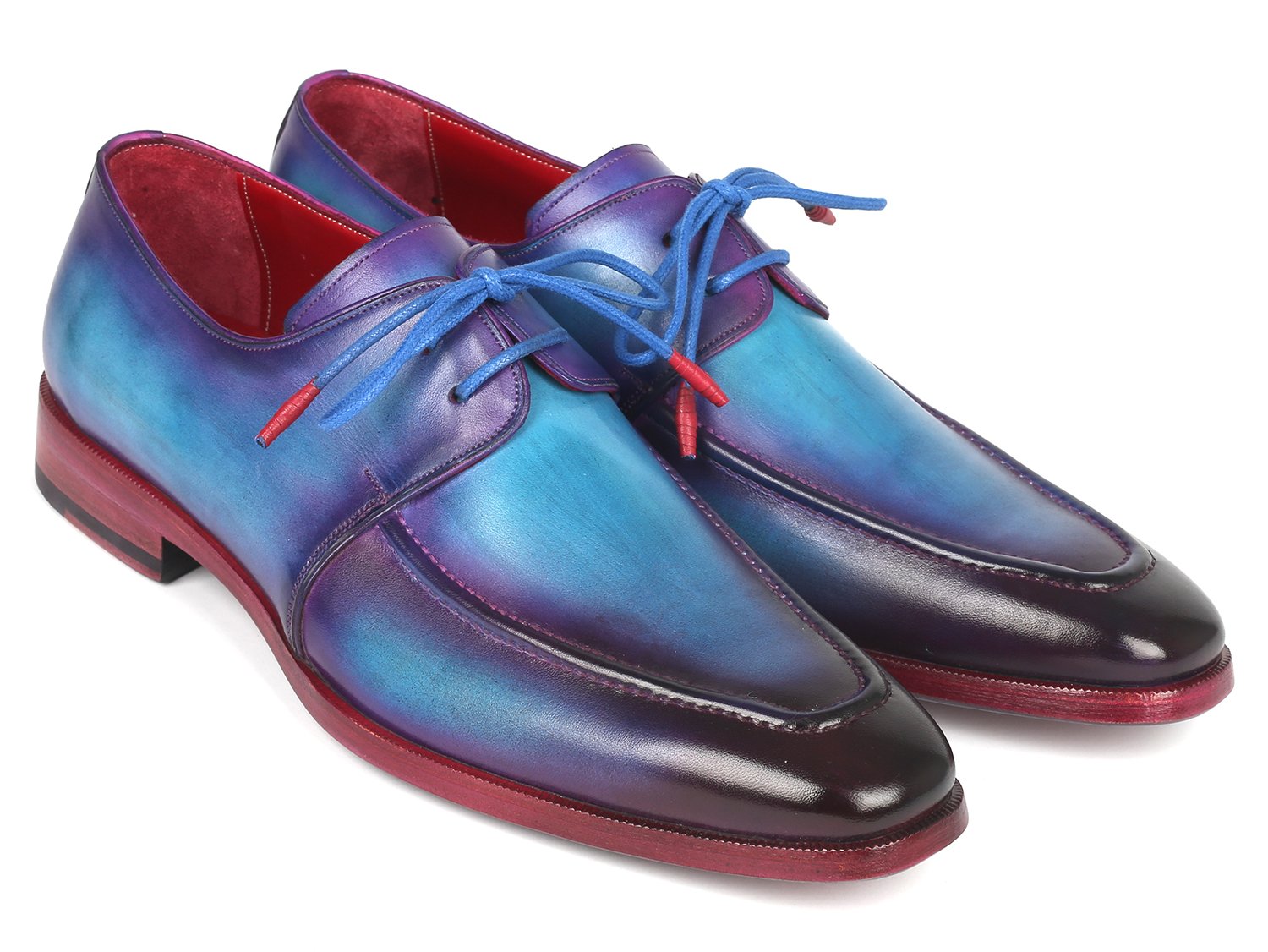 Paul Parkman Men's Turquoise & Purple Apron Derby Shoes (ID