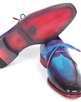 Paul Parkman Men's Turquoise & Purple Apron Derby Shoes (ID