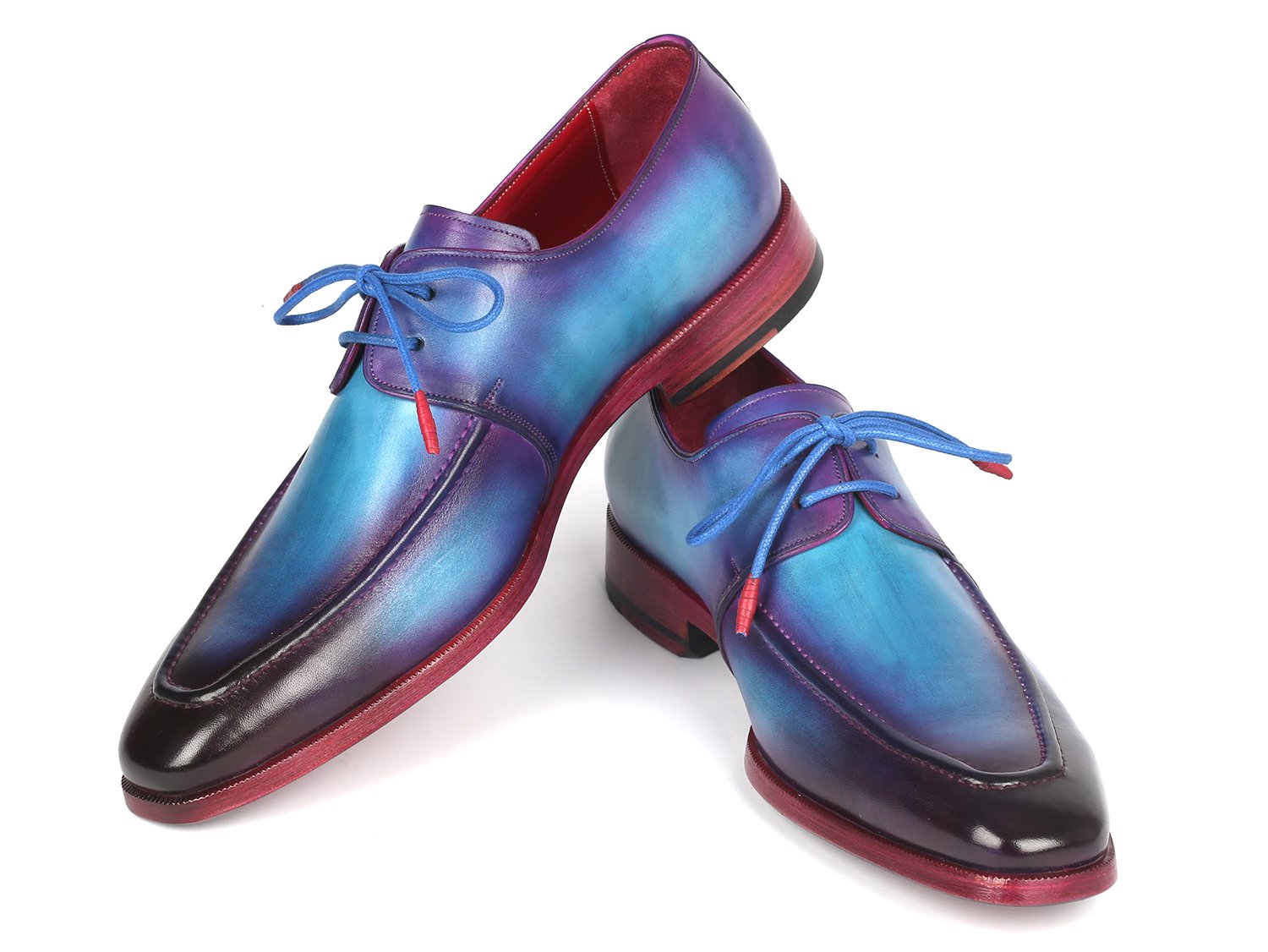 Paul Parkman Men's Turquoise & Purple Apron Derby Shoes (ID