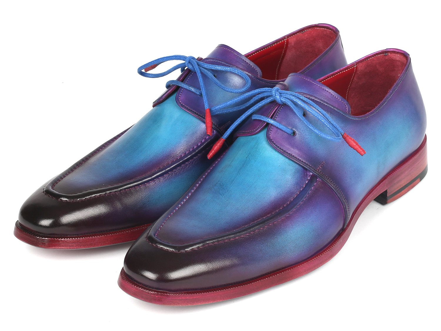 Paul Parkman Men's Turquoise & Purple Apron Derby Shoes (ID