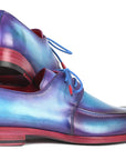Paul Parkman Men's Turquoise & Purple Apron Derby Shoes (ID