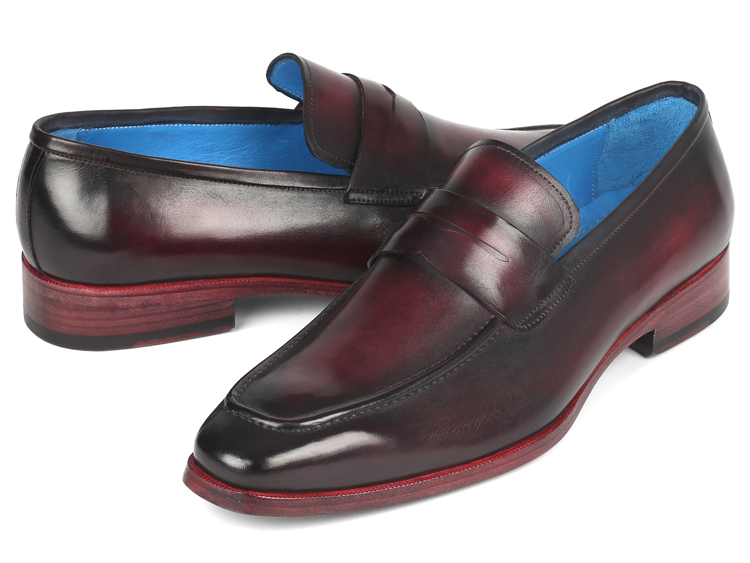Paul Parkman Men's Purple Burnished Penny Loafers (ID
