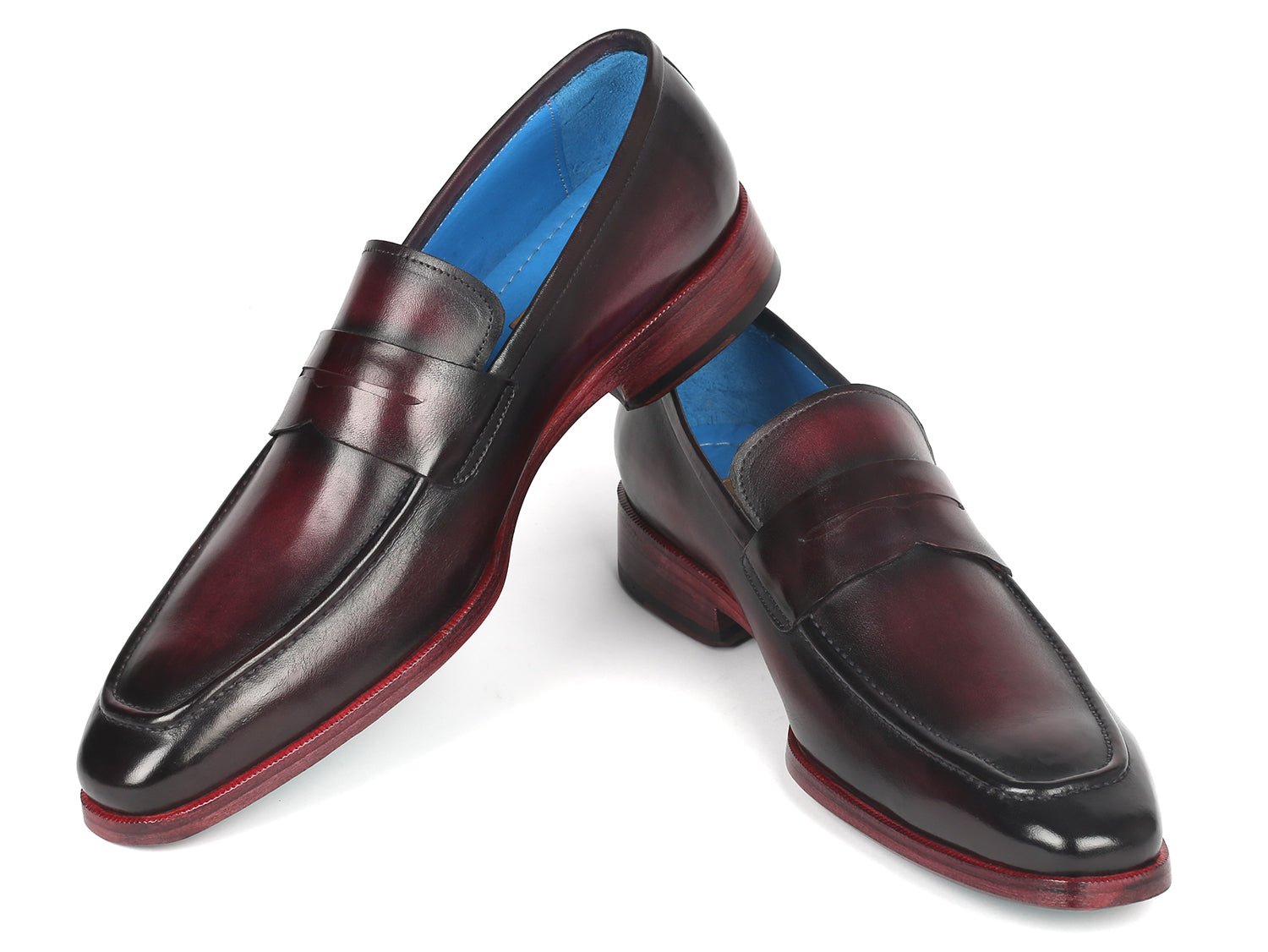 Paul Parkman Men's Purple Burnished Penny Loafers (ID