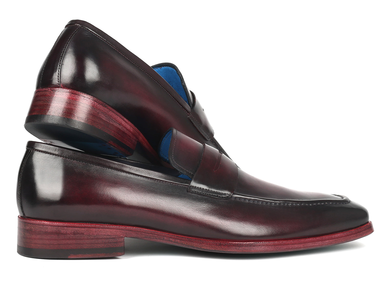 Paul Parkman Men's Purple Burnished Penny Loafers (ID