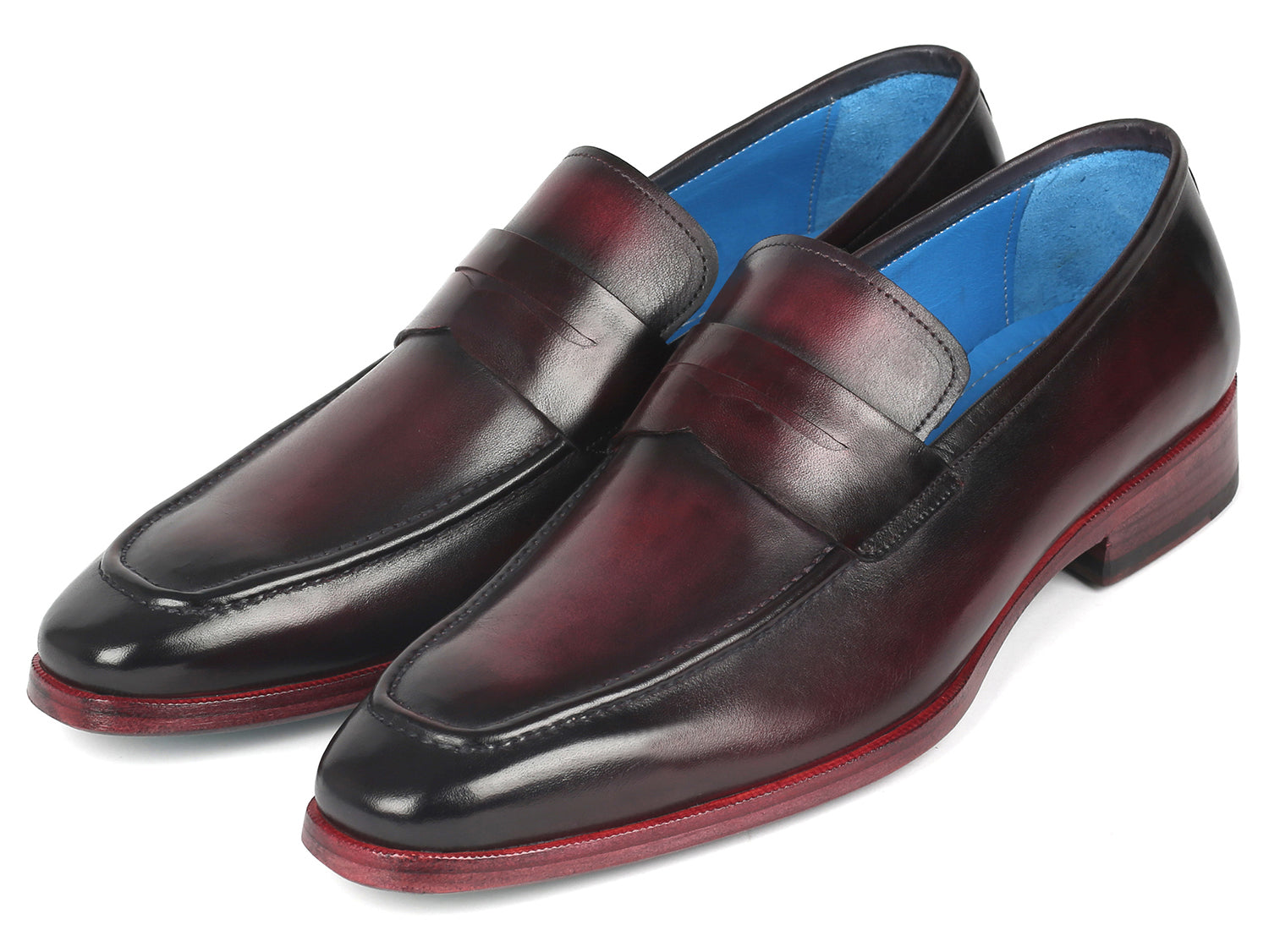 Paul Parkman Men's Purple Burnished Penny Loafers (ID
