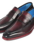 Paul Parkman Men's Purple Burnished Penny Loafers (ID