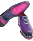 Paul Parkman Goodyear Welted Wholecut Oxfords Purple Hand-Painted (ID
