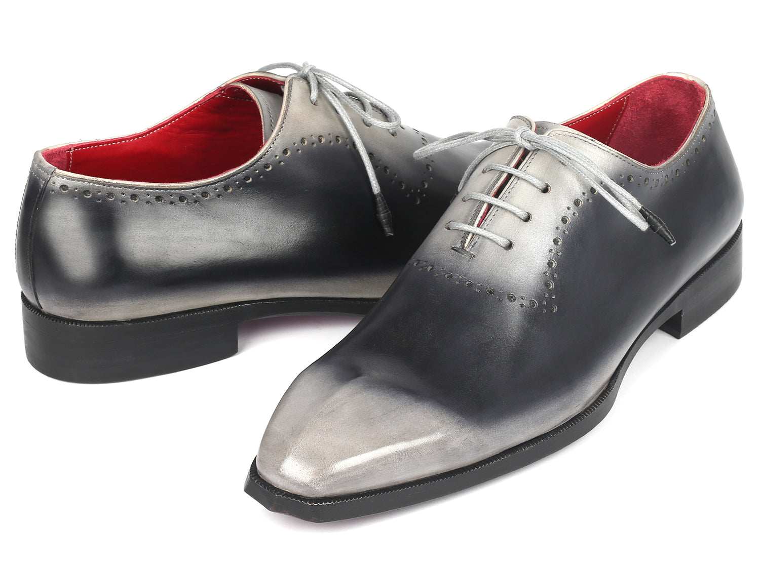 Paul Parkman Men's Gray Hand-Painted Oxfords (ID