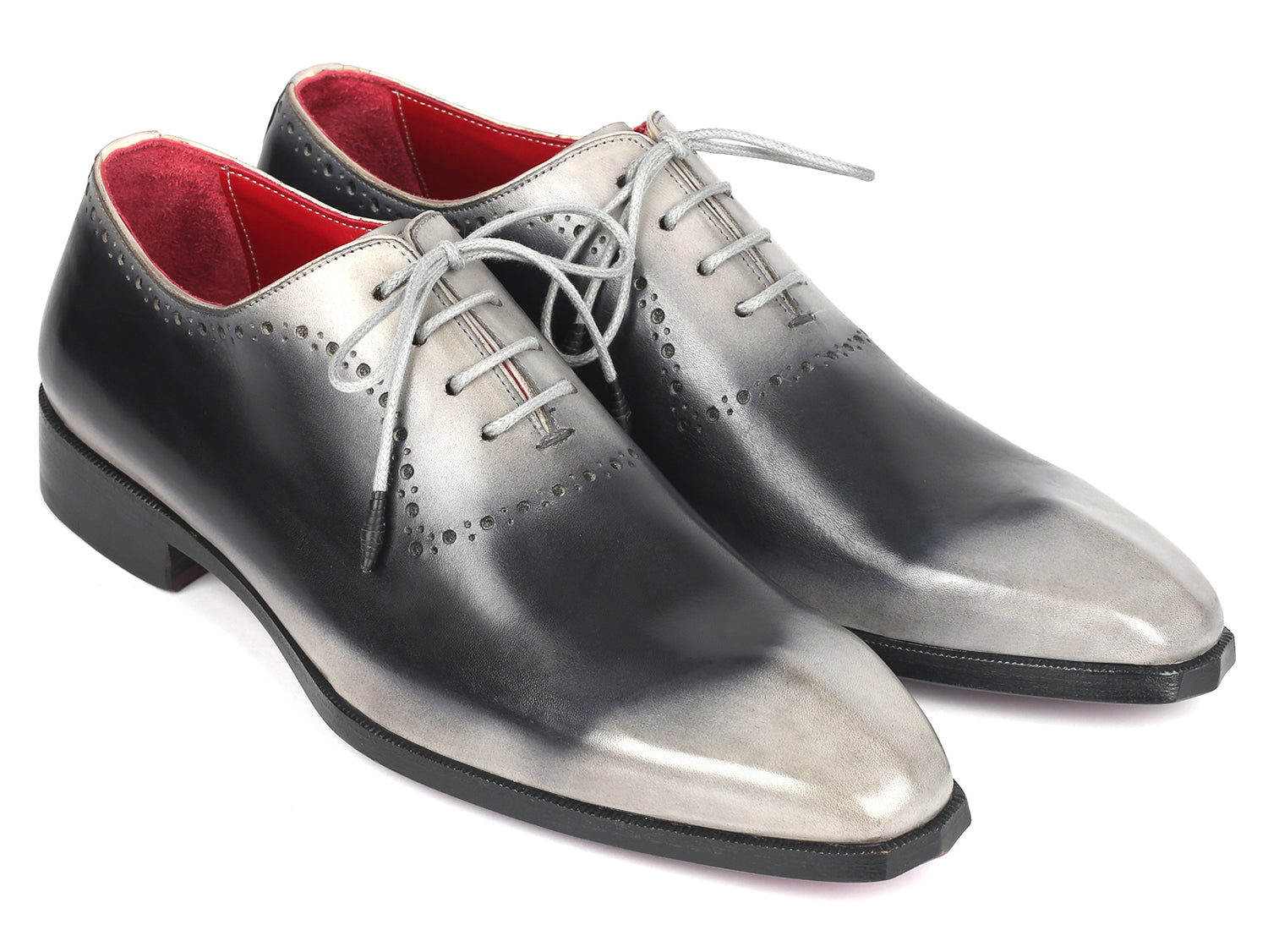 Paul Parkman Men's Gray Hand-Painted Oxfords (ID