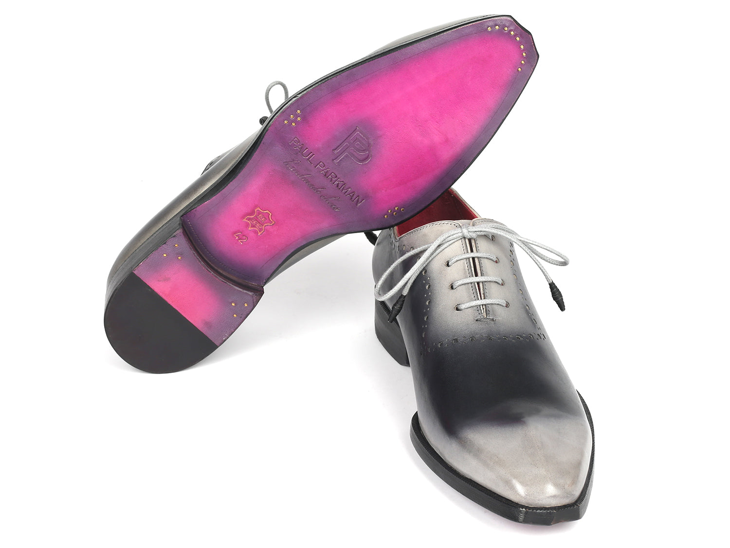 Paul Parkman Men's Gray Hand-Painted Oxfords (ID