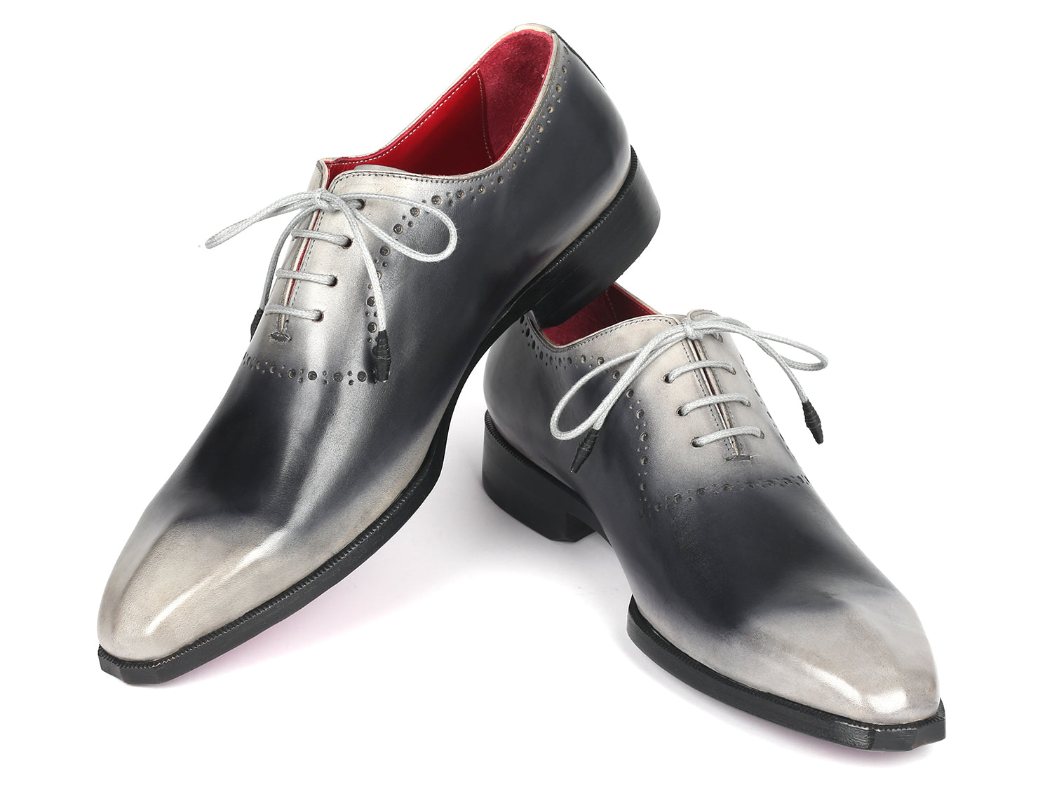 Paul Parkman Men's Gray Hand-Painted Oxfords (ID