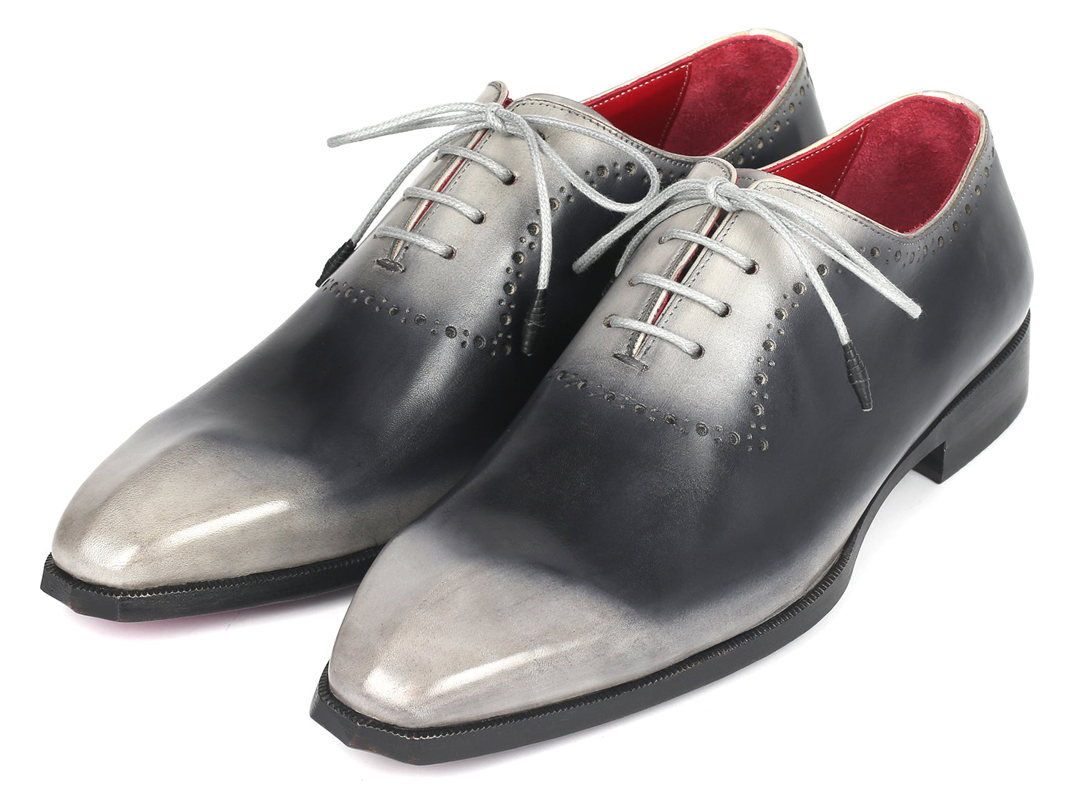 Paul Parkman Men's Gray Hand-Painted Oxfords (ID