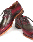 Paul Parkman Goodyear Welted Ghillie Lacing Brogues Green & Bordeaux (ID