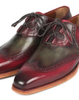 Paul Parkman Goodyear Welted Ghillie Lacing Brogues Green & Bordeaux (ID