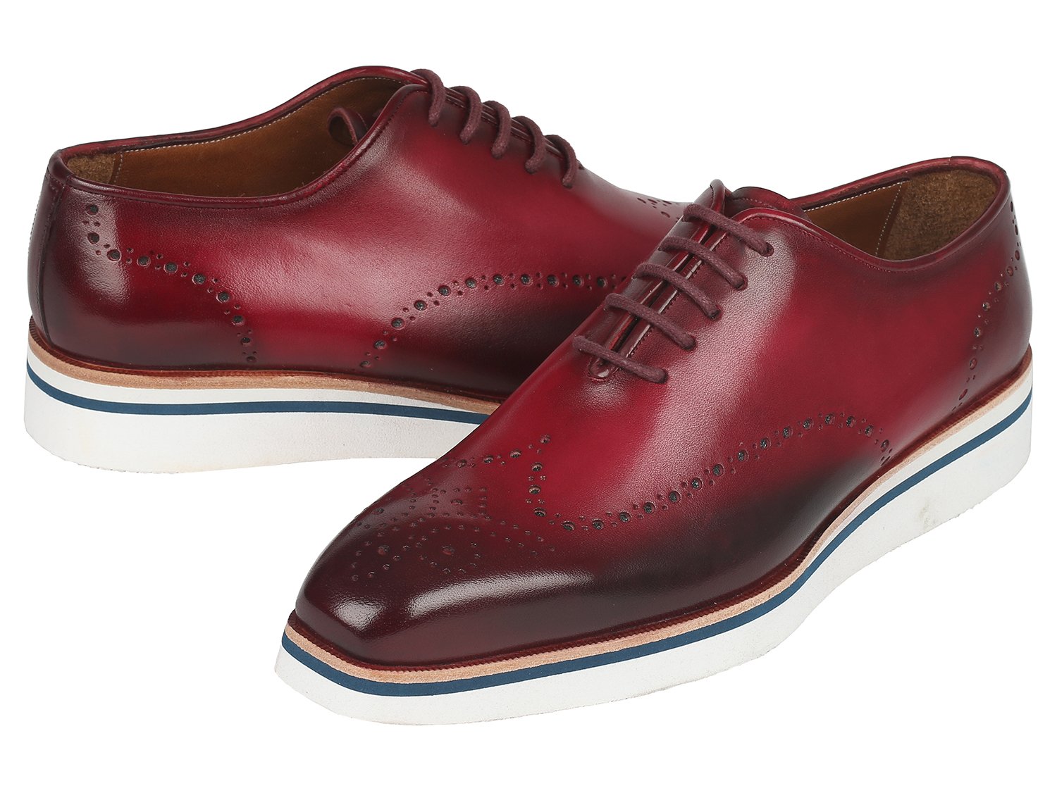Paul Parkman Men's Smart Casual Wingtip Oxfords Bordeaux (ID