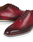 Paul Parkman Men's Smart Casual Wingtip Oxfords Bordeaux (ID
