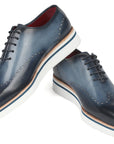 Paul Parkman Men's Smart Casual Wingtip Oxfords Navy (ID