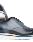 Paul Parkman Men's Smart Casual Wingtip Oxfords Navy (ID