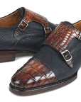 Paul Parkman Beige & Brown Plaid Canvas Derby Shoes (ID