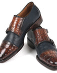 Paul Parkman Beige & Brown Plaid Canvas Derby Shoes (ID