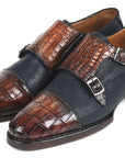 Paul Parkman Beige & Brown Plaid Canvas Derby Shoes (ID