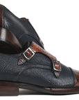 Paul Parkman Beige & Brown Plaid Canvas Derby Shoes (ID