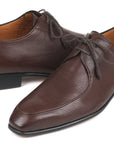 Paul Parkman Beige & Brown Plaid Canvas Derby Shoes (ID