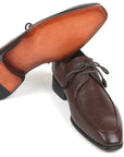 Paul Parkman Beige & Brown Plaid Canvas Derby Shoes (ID