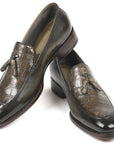 Paul Parkman Beige & Brown Plaid Canvas Derby Shoes (ID