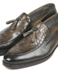 Paul Parkman Beige & Brown Plaid Canvas Derby Shoes (ID