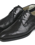 Paul Parkman Beige & Brown Plaid Canvas Derby Shoes (ID