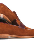 Paul Parkman Beige & Brown Plaid Canvas Derby Shoes (ID