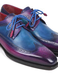 Paul Parkman Beige & Brown Plaid Canvas Derby Shoes (ID