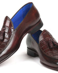 Paul Parkman Beige & Brown Plaid Canvas Derby Shoes (ID