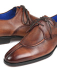 Paul Parkman Beige & Brown Plaid Canvas Derby Shoes (ID