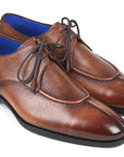 Paul Parkman Beige & Brown Plaid Canvas Derby Shoes (ID