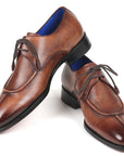 Paul Parkman Beige & Brown Plaid Canvas Derby Shoes (ID