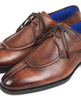 Paul Parkman Beige & Brown Plaid Canvas Derby Shoes (ID