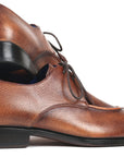 Paul Parkman Beige & Brown Plaid Canvas Derby Shoes (ID