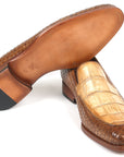 Paul Parkman Beige & Brown Plaid Canvas Derby Shoes (ID