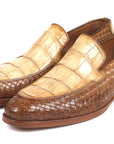 Paul Parkman Beige & Brown Plaid Canvas Derby Shoes (ID