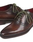 Paul Parkman Beige & Brown Plaid Canvas Derby Shoes (ID