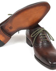 Paul Parkman Beige & Brown Plaid Canvas Derby Shoes (ID