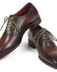 Paul Parkman Beige & Brown Plaid Canvas Derby Shoes (ID