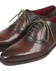 Paul Parkman Beige & Brown Plaid Canvas Derby Shoes (ID