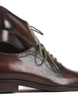 Paul Parkman Beige & Brown Plaid Canvas Derby Shoes (ID