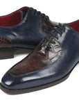 Paul Parkman Beige & Brown Plaid Canvas Derby Shoes (ID