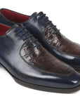 Paul Parkman Beige & Brown Plaid Canvas Derby Shoes (ID