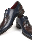 Paul Parkman Beige & Brown Plaid Canvas Derby Shoes (ID